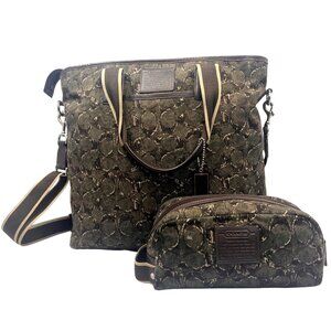 Coach Mens 2013 Heritage Web Canvas & Leather Camo X-L F70583 Shoulder Travel To